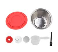 Nikou Juego de cápsulas de café reutilizables, filtro de acero inoxidable con cubierta de polvo, chapado en oro, compatible con cápsulas de café recargables