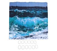 Nikou Juego de cortina de ducha impermeable con 12 ganchos, 150 x 180 cm, cortina de ducha para artículos de baño, divisor de cortina, cortina de baño