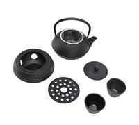 Nikou Juego de hervidor de hierro fundido, tetera de ahorro de energía de 800 ml con alfombrilla, calentador, tazas y colador, hervidor de té altamente japonés para el hogar y