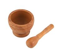 Nikou Juego de Mortero para Especias, Hierbas, Tazón de Molienda, Molinillo de Ajo de Plástico Manual, Herramienta de Cocina (19.00 * 15.00 * 10.00-Color Madera)
