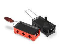 Nikou Juego de parrilla de raclette antiadherente, sartén derretida de queso con espátula, mango de madera plegable, utensilio de cocina de acero al carbono para queso derretido, ideal para
