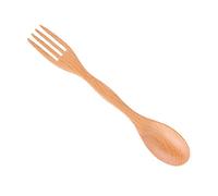 Nikou Juego de tenedor de cuchara integrado de madera de haya, vajilla de cocina para el hogar, restaurante, escuela, cuchara y tenedor de madera, 30 cm de largo, acabado