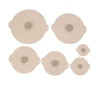 Nikou Los alimentos pueden los párpados al calor resistente a las tapas de silicona de las fugas Tapa de succión cubierta de olla para macetas tazones beige