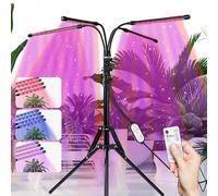 Nikou Luces de cultivo para plantas de interior, 80 cuentas LED, 4 cabezales, espectro multicolor, control con cable y control remoto, cultivador de plantas de pie con soporte ajustable para