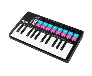 Nikou M-VAVE MIDI Controlador de teclado BT inalámbrico de 25 teclas, controlador de teclado recargable RGB, almohadilla de batería RGB para el rendimiento de la práctica (negro)