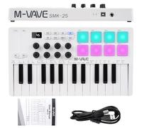 Nikou M-VAVE MIDI Teclado Controlador USB Mini 25 Teclas Dinámico Profesional Eléctrico Musical Arranger con Almohadillas RGB Blanco