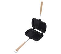 Nikou Maceta de camping al aire libre, olla colgante portátil de aleación de aluminio con tapa, bolsa de almacenamiento para 6-8 personas, sartén antiadherente de doble cara, asas extraíbles
