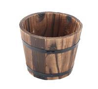 Nikou Maceta de Madera Maciza Vintage, Macetero de Madera Barril, Maceta para Plantas, Macetero Portátil para Jardín, Macetas de Flores para Interior y Exterior (15 x 12 x 12 cm)