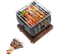Nikou Mini Parrilla de Barbacoa Japonesa, Estufa de Carbón Para Alimentos con Escritura Japonesa, Multifuncional de Calentamiento Rápido Mini Estufa Portátil para Asar a la Parrilla en Familia