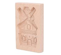 Nikou Molde de madera de haya, reutilizable, lavable, para galletas, para cocina, hornear, diseño de molino de viento, 10 x 8 cm