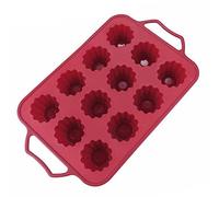 Nikou Molde de silicona con 12 cavidades con asa para pudín y pasteles Dert Cake, herramienta de cocina, silicona flexible antiadherente, 29 x 17 x 3 cm, BPA