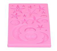 Nikou Molde de silicona con forma de cara de luna y estrella, herramienta de horneado para panadería casera, rosa, fondant, pastel