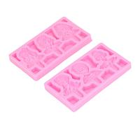 Nikou Molde grande de silicona con diseño de nube de arco iris, fondant, decoración de pasteles, 2 piezas con forma de chica hermosa, fácil de desmoldar, flexible y suave para hornear