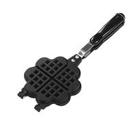 Nikou Molde para gofres de doble cara, antiadherente en forma de corazón y gofres, cocina para hornear, waflera para estufa, diseño de 2 asas