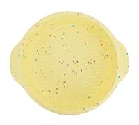 Nikou Molde redondo para tartas, antiadherente, reutilizable, con asas, bandeja de silicona para hornear pasteles, utensilios para hornear en la cocina del hogar, amarillo con partículas de color