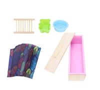Nikou Mooncake - Jabón hecho a mano de silicona de 6 rejillas para hornear, herramienta de cocina, incluye caja de madera y papel de regalo, rosa, utensilios para hornear, jabón