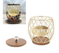 Nikou Organizador de Cápsulas de Café, Cesta de Almacenamiento para Cápsulas de Café, con Base de Madera y Tapa, Clásica Hueca, Accesorio para el Hogar para Cápsulas de Café, Bolsas de Té