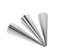 Nikou Paquete de 3 tubos antiadherentes de acero inoxidable para croissant Dert Cannoli, herramienta para hornear (L), tubo de cono para hornear derts, croissants y cannoli
