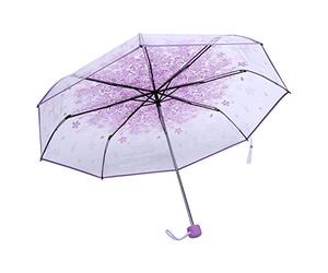 Nikou Paraguas transparente 1PC Paraguas plegable Paraguas de princesa de moda Paraguas rosa compacto(2#)