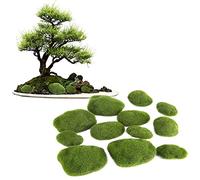 Nikou Piedras de Musgo, Piedra de Musgo Artificial 12 Piezas Verde simulación de Musgo Bonsai Jardín DIY Paisaje Decoración