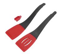 Nikou Pinzas de cocina 3 en 1, pinzas de bloqueo de alimentos con puntas de silicona resistentes al calor, diseño antideslizante, para uso doméstico y restaurante, rojo y negro