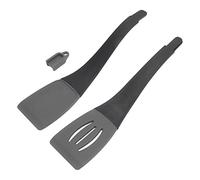 Nikou Pinzas de cocina 3 en 1, pinzas de bloqueo de alimentos con puntas de silicona resistentes al calor, diseño antideslizante, ideal para barbacoa y cocina en casa, gris y negro