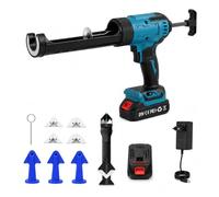 Nikou Pistola de cartuchos de batería, pistola de calafateo eléctrica con batería de 18 V, luz LED, 6 velocidades, pistola de silicona para cartuchos de 300 ml, pistola de juntas para renovación