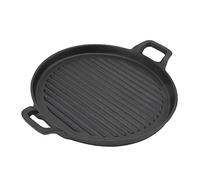 Nikou Plancha de hierro fundido, reversible, doble mango, acanalada, redonda, de hierro fundido, para estufa eléctrica de gas, 28 cm / 11.0 in, utensilios de cocina para exteriores, diseño resistente