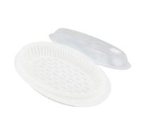 Nikou Plato de pescado al vapor para microondas con tapa, recipiente de vapor de PP de conducción rápida del calor para cocina, plato de cocción de pescado, 30 cm, BPA, fácil de limpiar