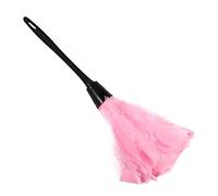 Nikou Plumero de Plumas, Cepillo Suave de Plumas de Pavo con Mango Negro, Muebles Domésticos, Herramientas de Limpieza de Coches (Rosa)