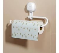 Nikou Portarrollos de papel higiénico giratorio 360°, toallero con ventosa, soporte de papel higiénico de ABS para papel higiénico de cocina, soporte de pared para baño y WC