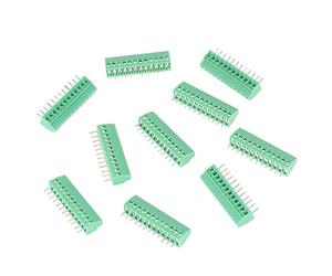 Nikou Propósito general 10 piezas 12 pines 2,54 mm Paso de baja frecuencia PCB verde Tornillo universal Conector de bloque de terminales Retardante de llama