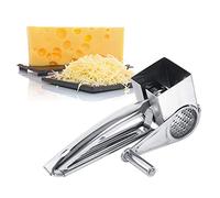 Nikou Rallador de queso giratorio, manivela de mano de acero inoxidable, rallador mecánico manual de cocina multifuncional