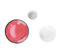 Nikou Red Grids - Juego de platos de ensalada de porcelana de imitación para el hogar, restaurante, hotel, plato redondo, vajilla, 6 piezas