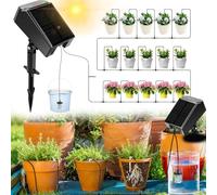 Nikou Sistema de riego solar, juego de riego automático, manguera de 15 m y 15 cabezales de goteo, sensor de agua, para jardín, balcón, plantas al aire libre