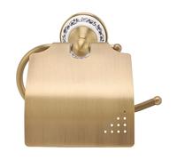 Nikou Soporte de papel higiénico vintage, toallero de metal con decoración de porcelana, montado en la pared para baño, colgador funcional de papel higiénico, fácil instalación