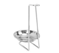 Nikou Soporte vertical para cucharones de sopa, soporte de acero inoxidable para utensilios de cocina, organizador de utensilios de cocina de fácil acc, plateado con 2 platos, acory de olla caliente