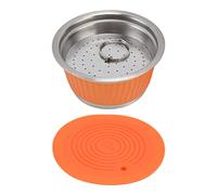 Nikou Stainl Steel - Juego de filtros reutilizables para máquina de café, incluye cuchara de cepillo, juego de cápsulas de café recargables, color naranja