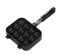 Nikou Takoyaki - Sartén para parrilla, sartén de doble cara para albóndigas de pulpo, bandeja para hornear Takoyaki de 12 agujeros para la cocina del hogar, placa de cocina, antiadherente, resistente