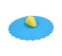 Nikou Tapa de silicona a prueba de polvo para bebidas frías y calientes, mango en forma de er, resistente al calor para cocina y hogar, color azul