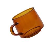 Nikou Taza de café de cristal de 350 ml, taza de café de cristal con asa, resistencia a altas temperaturas, color ámbar, ideal para uso doméstico y cafetería