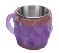 Nikou Taza de café de cristal mineral, mango ergonómico multifuncional, taza de café de resina de cristal, morado, 350 ml, diseño único para uso doméstico y jardín