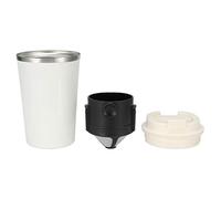 Nikou Taza de café portátil de acero inoxidable de 380 ml con filtro de café para casa, oficina, viajes, taza de café aislada, color blanco