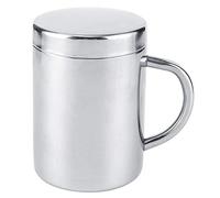 Nikou Taza de doble pared de acero inoxidable, taza antiescaldaduras para café, té, leche con tapa para viajes en casa y oficina (304 material 220ML (con tapa))