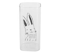 Nikou Taza de vidrio de leche con patrón impreso de 400 ml, diseño de conejo, para té, café, desayuno, taza de vidrio transparente, 4.7 pulgadas de alto, 3.2 pulgadas de diámetro
