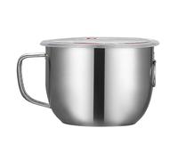 Nikou Tazón de arroz de fideos de acero inoxidable con asa, olla multifuncional para cocina de inducción y estufa eléctrica, cuenco de metal para mezclar, capacidad de 1,5 L, color plateado