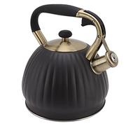 Nikou Tetera silbante de acero inoxidable con forma de calabaza de 3,5 L, para uso en estufas, acabado negro, ideal para amantes del té y cocina