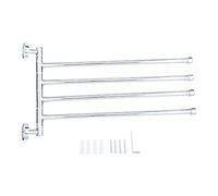 Nikou Toallero giratorio de pared de acero inoxidable con 4 barras de toalla de baño, toallero de baño, colgador de toallero, 38 cm de largo, acabado cromado, diseño que ahorra espacio