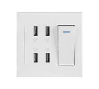 Nikou Tomacorriente USB - Tomacorriente de pared USB 4 puertos Control de interruptor Toma de corriente USB Toma de corriente del cargador (220~250V) 5V 2.1A / 1A 4100mA