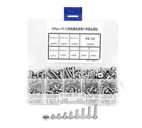 Nikou Tornillos de Cabeza Plana - 260pcs/set 6-32 Kit de Surtido de Tornillos de máquina de Cabeza Plana de Acero Inoxidable